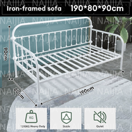 NAIJIA Metal Bed Frame Heavy Duty Day Bed Katil Siang Metal Bed Katil Bujang - Black White