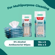 ALCEAN 0% Alcohol Antibacterial Classic Wipes ( 10's x 6 / 50's x 3 )