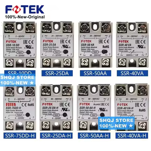 FOTEK 100%-NEW SSR-05DD SSR-10DA SSR-25AA SSR-40AA SSR-50 SSR-75 DA/DD/AA/VA/DA-H SSR Relay Original