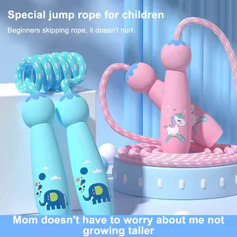 New【2.8M Cartoon Training Jump Rope Exercise For Children Skipping Ropes Cotton Rope Adjustable Jump
