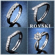 ROVSKI Fashion Korean Ready Stock Jewelry 50 Designs Silver S925 Ring Cincin Original Perak Perempuan Women Gold Plated Emerald Diamond Adjustable Rings