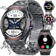 ESFOE Men's Smart Watch, 1.43 Inches Always On Screen AMOLED Call SMS, 5ATM IP68 Waterproof 100+ Spo