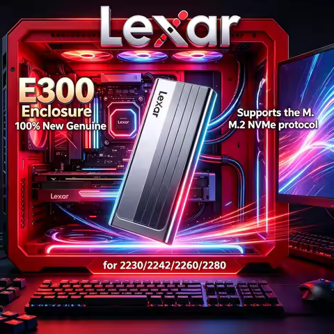Lexar E300 M.2 SSD Enclosure: USB 3.2 Gen 2 Type-C 10Gbps, Supports 2230/2242/2260/2280 NVMe Drives,