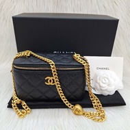 CHANEL AP3204 MINI vanity 黑色荔枝皮愛心金球長盒子小廢包