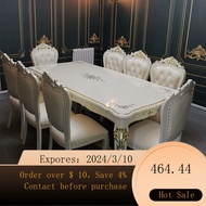 superior productsEuropean Style8Large Dining Table European Solid Wood Dining Tables and Chairs Set Marble dining-table