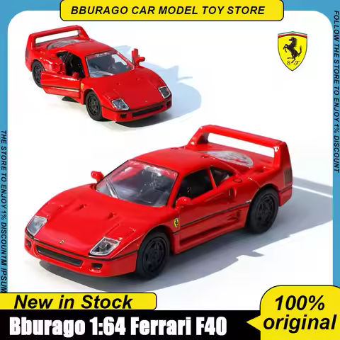 Bburago 1:64 Ferrari F40 Diecast Alloy Car Model Classic Supercar Simulation Replica Red Static Vehi
