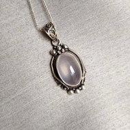 天然 粉水晶 墜 尼泊爾 手工製 925純銀