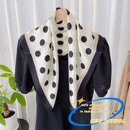 100% Mulberry Silk Ladies Small Square Scarf 65 * 65CM Silk Scarf Black White Polka Dot Birthday Gif