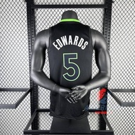 Men's Hot Pressed Minnesota Timberwolves Jersey Anthony Edwards Black Basketaball Jersey