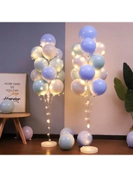 1套樓式氣球立柱套件，配有支架、底座和串燈，用於婚禮、生日派對或單身派對的氣球塔背景裝飾