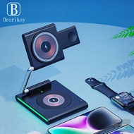 3 In 1 Magnetic Wireless Charger Pad Foldable Phone Chargers Stand Dock for Phone 17 Fast Charging S