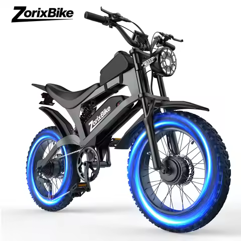 ZorixBike R8 Pro Electric Off-Road Bike 20x4" 2000W 35Mph 80Mile 48V 23Ah,7 Speed Wide Tire All Terr