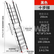 XIAOWWEI Foldable Attic Ladder 10-14 Steps 250-350cm Aluminum Alloy Indoor Loft Stair With Armrest A