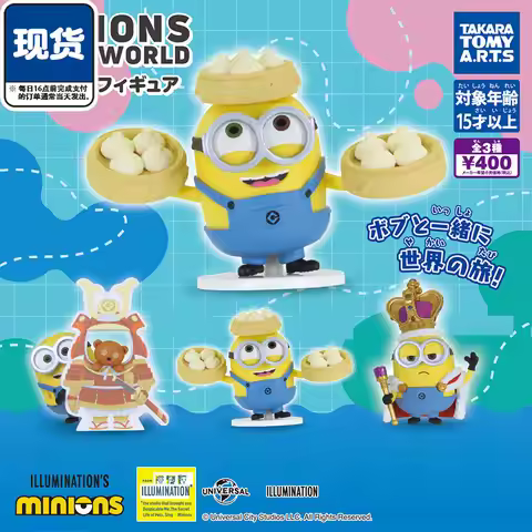 Tomy Minions Bob Figurine Minions World Travel Gashapon Steamed Buns Ornament Decoration Desktop Orn