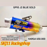 Slincer Silincer Knalpot SJ88 Racing GP93 J2 Blue Gold 25 cm In Out 50