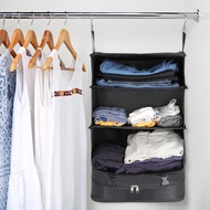 Portable luggage system suitcase organizer hanging storage bag portable and foldable clothes storage