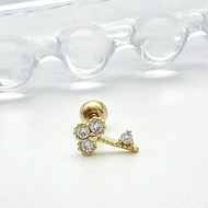 [Mandy] 14K Solid Gold Key Tragus Helix Conch Stud Piercing Earring, 585 Gold, Korean Made Jewelry