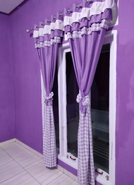 Hordeng Jendela Ungu Gorden kamar  warna Favorit model Jendela / Pintu Smokring Cakep