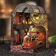 CUTEROOM Book Nook Kit for Adults, 3D Wooden Puzzle DIY Miniature Dollhouse Booknook Kit with LED Li