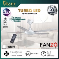 [NEW] FANZÓ Fan FANZO TURBO LED Fan 56" 5 Blades 14 Speed DC Motor 3 Colour LED Remote Control Ceili