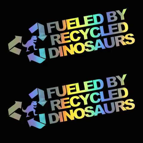 14CM*4.5CM Car Sticker 3D Fashion FUELED BY RECYCLED DINOSAURS Funny Vinyl Stickers Decals JDM Car S