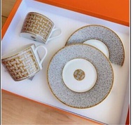 HERMES MOSAIQUE GOLD Pair Of Tea Cups