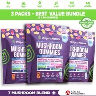 [] Drops Of Nature Mushroom Gummies | Ashwagandha KSM-66 Lions Mane Shiitake Turkey Tail Reishi Mait