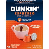 Dunkin Espresso Bold Roast, Box of 10 Nespresso Capsules