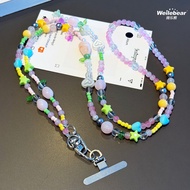 Universal Colorful Crystal Beaded Crossbody Phone Lanyard Strap Outdoor Anti-theft Handphone Sling S