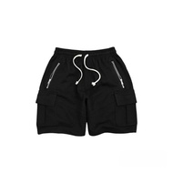 Flannel Zip Pocket Cargo Shorts - Shorts with Box Pockets & Zip Pockets Streetwear Style, Unisex Men