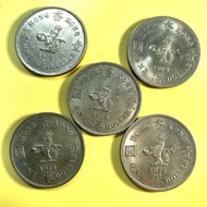 1974 優質輪光英女皇伊利沙伯二世  香港銀色女皇頭 大一元 壹元 $1 硬幣5個