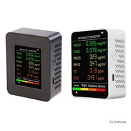 fol 6 in 1 Air Quality Monitor Carbon Dioxide Detector HCHO TVOC PM2 5 PM10 CO Test