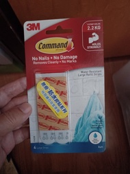 3M 無痕 掛鈎 掛牆 黏貼 3M Water Resistance Large Refill Strips 2.2kg 4片裝 ( 一年前買回來一直無用過, 執屋斷捨離 環保平售, 實物如圖 )
