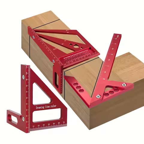 2pcs Carpenter Square Kit - Aluminum Square Protractor and Center Finder - Woodworking 3D Multi Angl