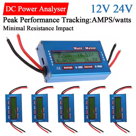 Digital LCD Display Blue DC 60V 100A Balance Voltage Battery Power Analyzer Watt Meter Checker Balan