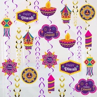 JOLLYBOOM Happy Diwali Hanging Swirls Diwali Hanging Decorations for Diwali Party Happy Deepavali Decor Supplies Lights Festival