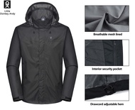 LittleDonkeyAndy เสื้อกันฝนกันน้ำสำหรับผู้ชาย Outdoor Lightweight Rain Shell Coat For HikingGolfTrav