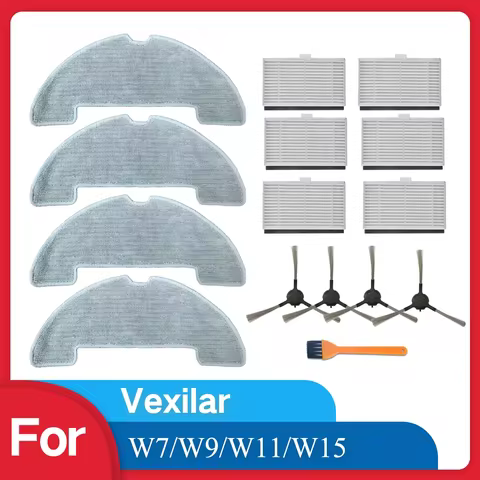 Replacement Parts For Vexilar W7/W9/W11/15 Robot Vacuum Cleaner Parts with HEAP Filter Mop Pad Side 