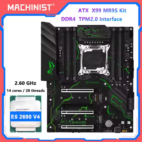 MACHINIST TPM 2.0 X99 MR9S Motherboard LGA 2011-3 Intel Xeon E5 2680 V4/V3 CPU DDR4 RAM Four-channel