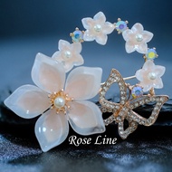 Elegant Pearl Flutter Blossom Brooch – Crystal Pearl Flower & Butterfly Brooch