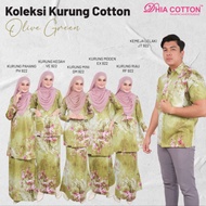 (OLIVE GREEN - 922) Kurung &amp; Kemeja Dhia Cotton Murah Berkualiti