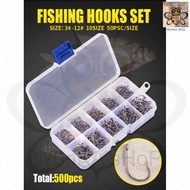 500pcs MATA KAIL PELBAGAI SAIZ,MATA PANCING, Fishing Hooks Mixed Size Set Mata Kail Pelbagai Saiz