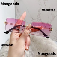 MAXGOODS Rectangle Sunglasses UV400 Rimless Eyewear Sunglasses for Women