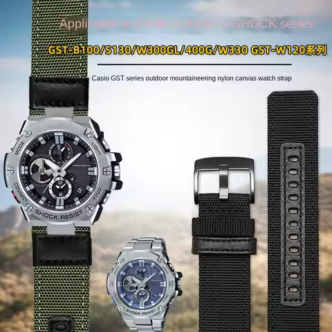 For Casio g-shock GST-B100/GST-S100G/GST-W300G/GST-400G//W330 GST-410 men's Nylon canvas watch strap