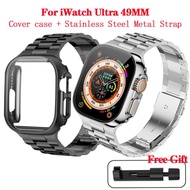 【READY STOCK】Stainless Steel band with case compatible for iwatch Ultra 49mm Metal Bracelet strap for iWatch Ultra 49mm