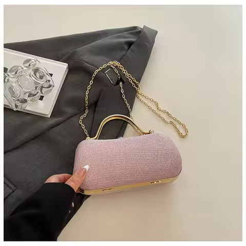 Evening Bag Structured Square Handbag Womens Clutch Versatile Buckle Closure Bag For Dinner Banquet 