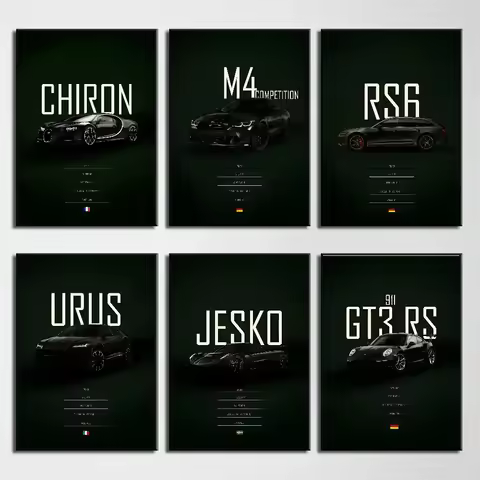 M4 RS6 Gt3 JEKO SF90 Retro Cool Sports Poster Self-adhesive Art Waterproof Paper Sticker Coffee Hous