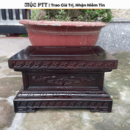 Đôn vuông Đế tượng mẫu Hoa Sen chữ Vạn gỗ Hương Đá kích thước vuông 20 25 30 35 40 cao 20 cm