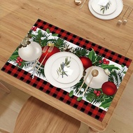 1/4pcs The Unique Christmas Red-Themed Placemats Give You A Warm Atmosphere. Made Of Durable Materia