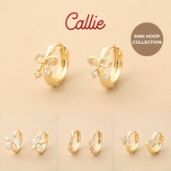 Callie 14k Gold Plated Everyday Mini Ear Huggies Earrings Collection Shop.Callie Gold Earring Hoop E